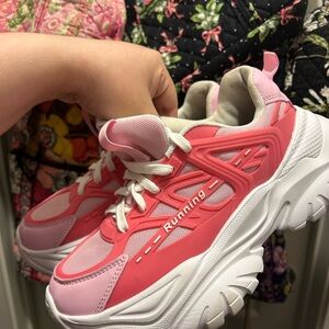 Pink Chunky Running Sneakers for Women